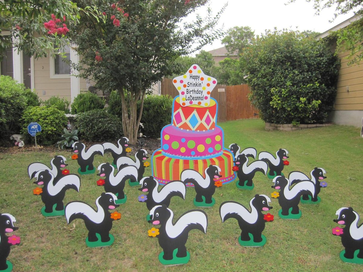 Birthday Lawn Sign San Antonio, TX Skunks Birthday Display San