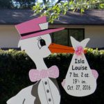 Pink  Stork with Houndstooth Bow Tie