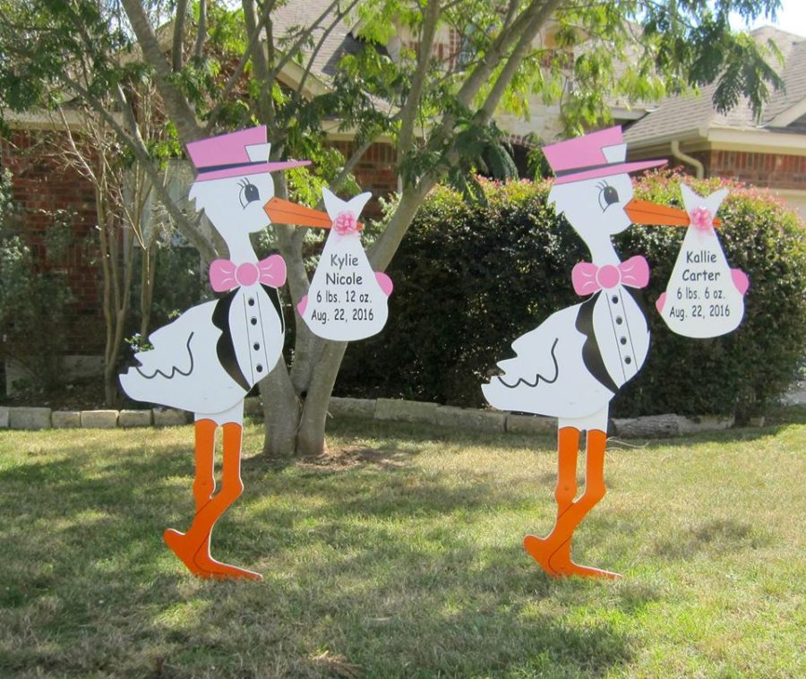 Twin Stork Lawn Signs San Antonio, TX Stork Lady Signs